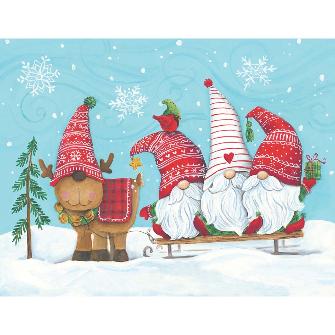 Diamond Art Club Elf Gnome Trio with Reindeer Diamond Painting